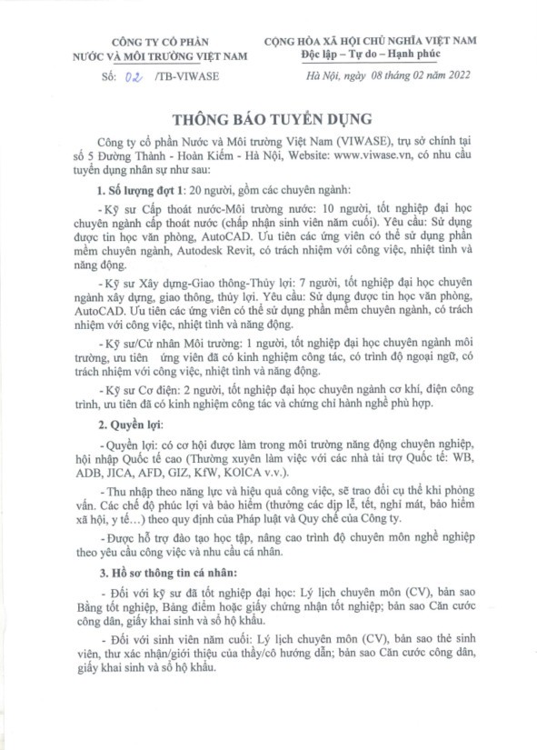 Công ty nước và môi trường Việt Nam đang tìm kiếm những cá nhân tài năng để chung tay bảo vệ tài nguyên thiên nhiên quý báu. Hãy xem hình ảnh này để biết thêm về các hoạt động của công ty và làm thế nào để gia nhập đội ngũ tài năng của họ.